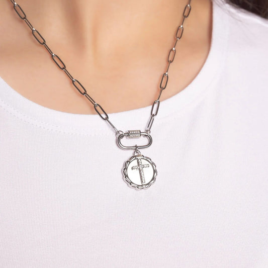 CZ Stone Carabiner Necklace